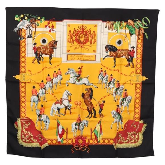 HERMES Carre 90 Scarf ""Real Escuela Andaluza Del Arte Ecuestre "" Auth hk3013 - Picture 1 of 13